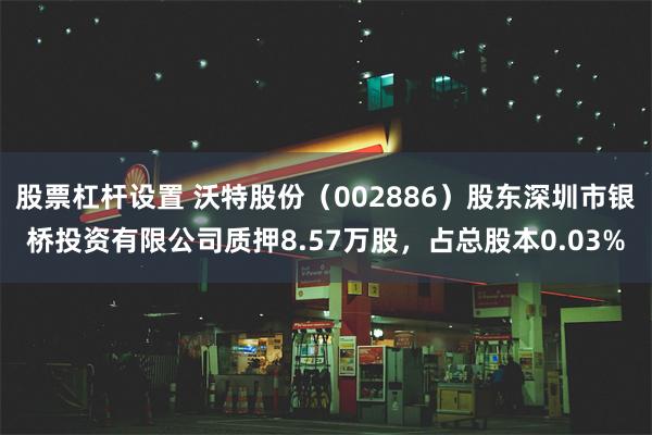 股票杠杆设置 沃特股份（002886）股东深圳市银桥投资有限公司质押8.57万股，占总股本0.03%