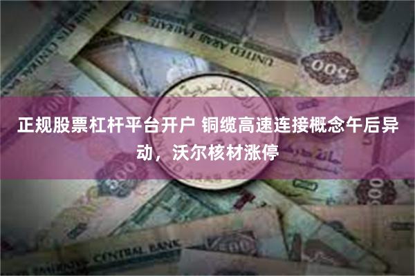 正规股票杠杆平台开户 铜缆高速连接概念午后异动，沃尔核材涨停