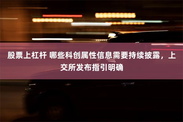 股票上杠杆 哪些科创属性信息需要持续披露，上交所发布指引明确